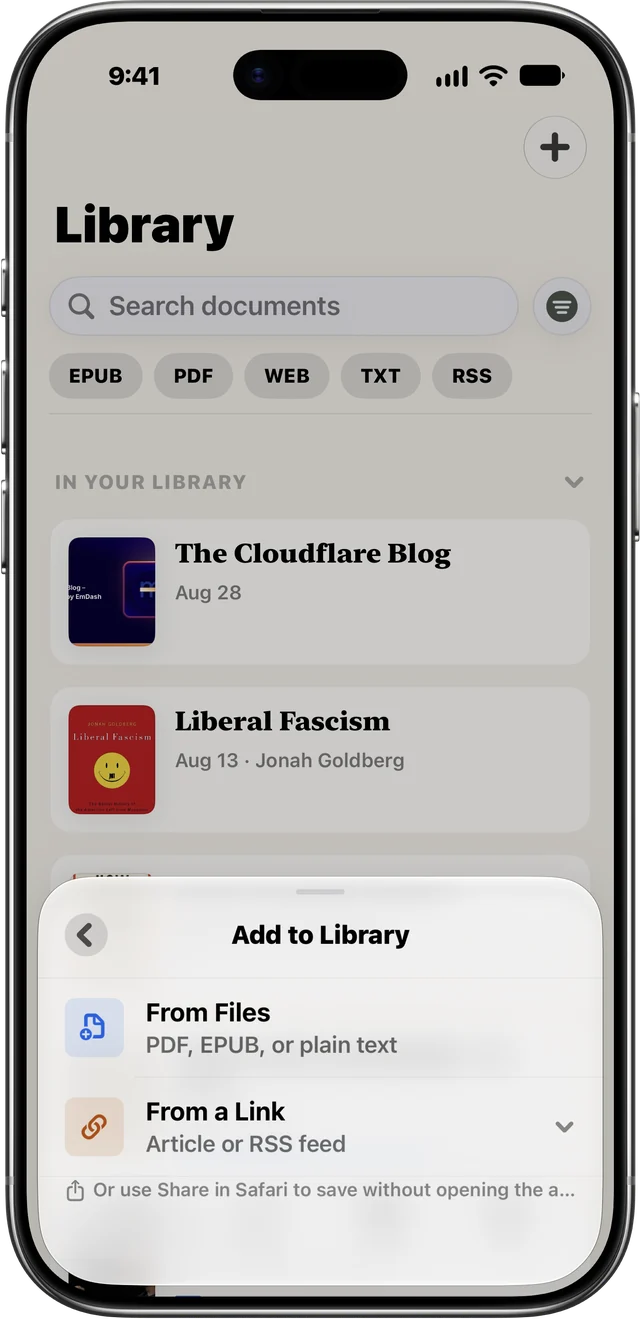 Casu's Add to Library sheet: From Files or From a Link