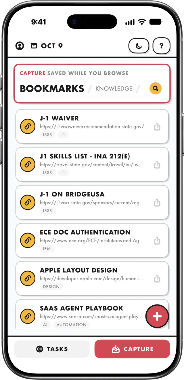 Elf's Bookmarks: saved links with tags and share buttons